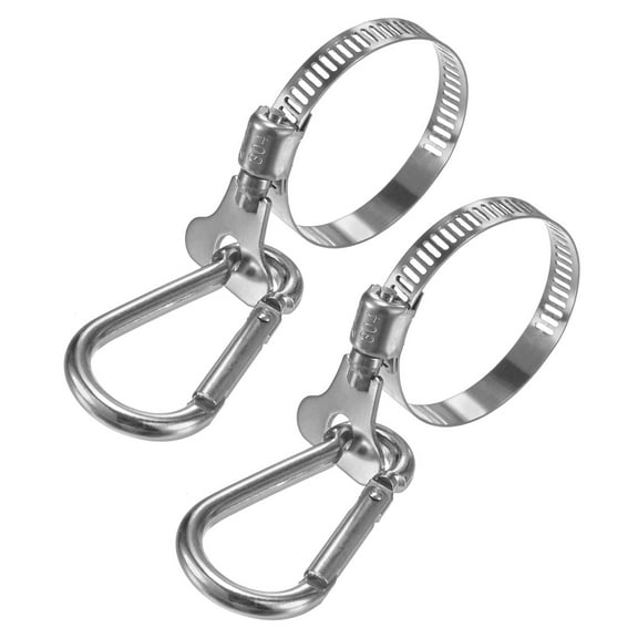Uxcell FlagPole Ring Adjustable FlagPole Clip with FlagPole Clamp Silver 0.8-1.7 Inch 2pcs