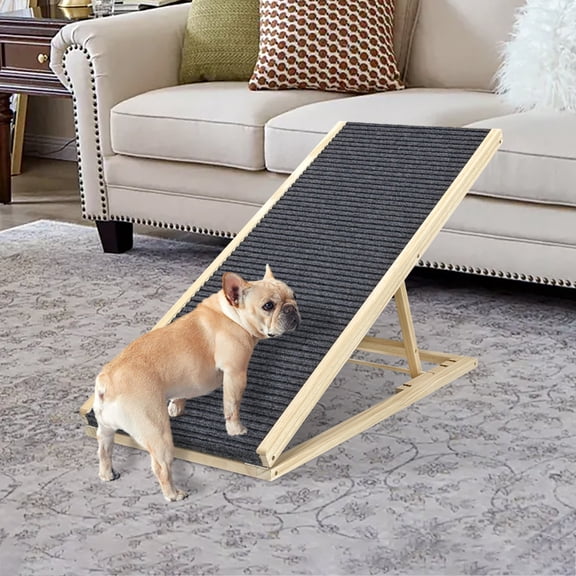 Pawverly Foldable Dog Ramp for Bed Couch & Car, 60" Extra Wide Pet Ramp with Non-Slip Rubber Surface, Adjustable Portable Dog Ramp for Small Dogs and Pets up to 80 lbs