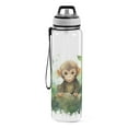 thumbnail image 2 of Monkey Leaves Sports Water Bottle Portable Travel Mug 32oz BPA Free Leak Proof Straw Transparent Tritan for Gym Yoga Cycling Camping, 2 of 7