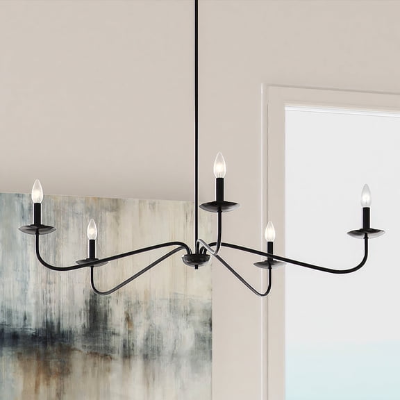 Luxury New-Traditional Chandelier, 12''H x 41''W, Matte Black Finish, Lygos Collection, by Urban Ambiance