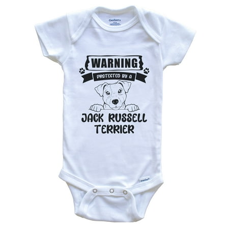 

Warning Protected By A Jack Russell Terrier Funny Cute Dog Breed Baby Bodysuit