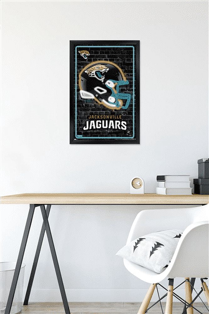 NFL Jacksonville Jaguars - Neon Helmet 23 Wall Poster, 14.725" x 22.375" Framed