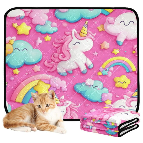 Washable Pet Pee Pads with Super Absorbent Reusable Training Pads for Dogs & Cats Unicorns and Clouds