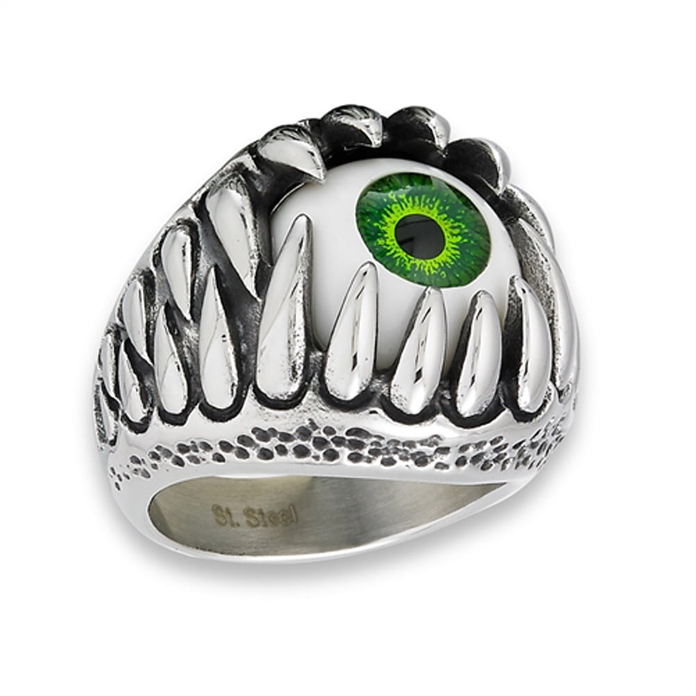 Green Eye Ball Fang Mouth Monster Wide 