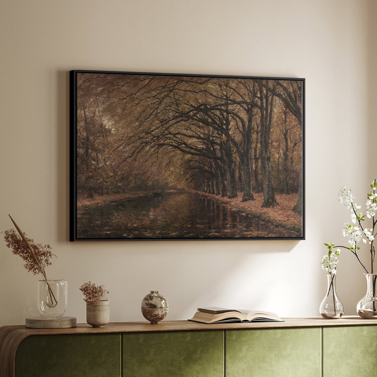 Vintage Landscape-CCCXXXII By Wexford Home Framed in Black Wood Gallery Wrapped Canvas 25 in. x 37 in.