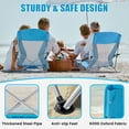thumbnail image 5 of Honeilife Low Folding Beach Chairs for Adults, Portable Lightweight Chair with Cup Holder Mesh Back Lawn Chair with Carry Bag for Outdoor Camping Concert Travel, 2 Pack, Blue, 5 of 7