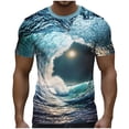 thumbnail image 2 of Zylanna Mens & Big Mens Fashion T-Shirts, Crew Neck Daily Short Sleeve Nature 3D Print Funny Graphic Tees Tops Multicolor, 2 of 5