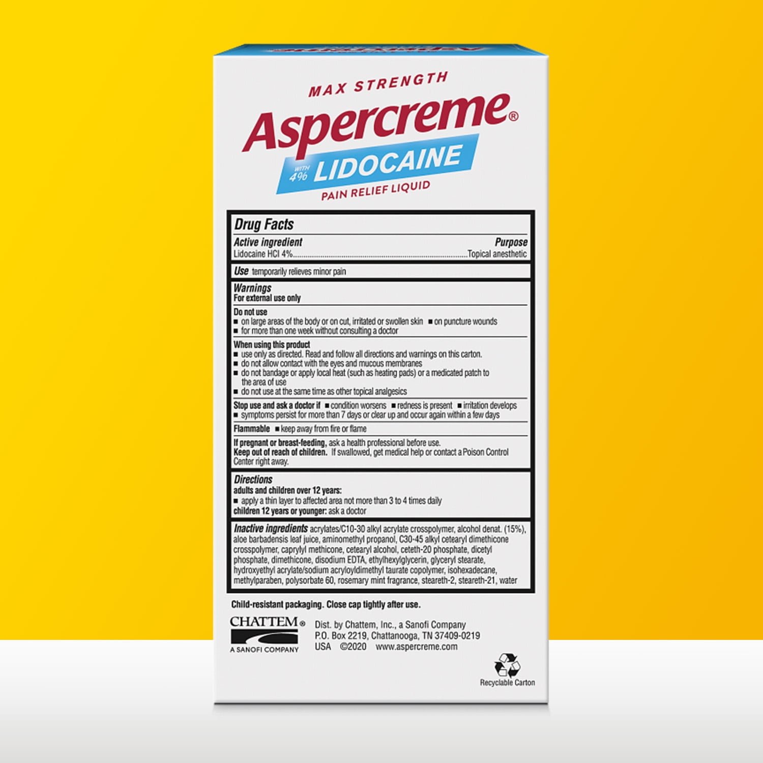 (2 pack) Aspercreme Roll-On with 4% Lidocaine , Rosemary & Mint, 2.5 oz.