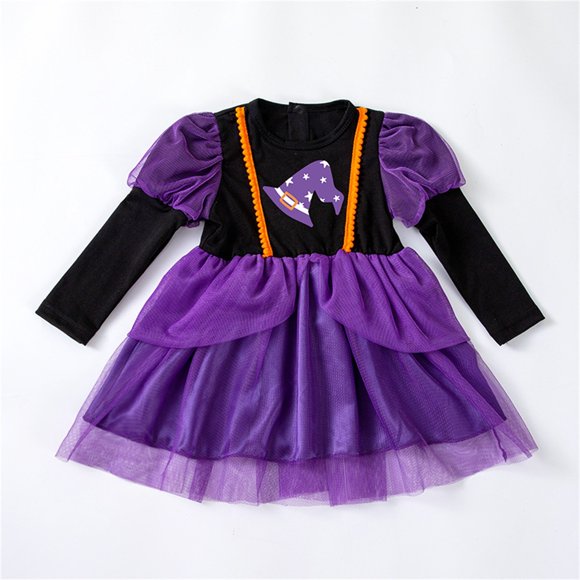 EnJoCho Baby Girls First Halloween Dress - Gho𝗌t & Pumpkin Print Tutu Skirt with Long Sleeve Outfit for Toddlers, Cute Photo 𝖲hoot Dress