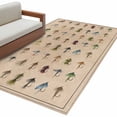 thumbnail image 2 of Fish Hook Washable Area Rugs 4'x6', Retro Colorful Fish Hook Biographies Linen Texture Low Pile Throw Living Room Rug Non-Slip Sturdy Edge Binding Carpet for Indoor Entryway Bedside Kitchen, 2 of 9