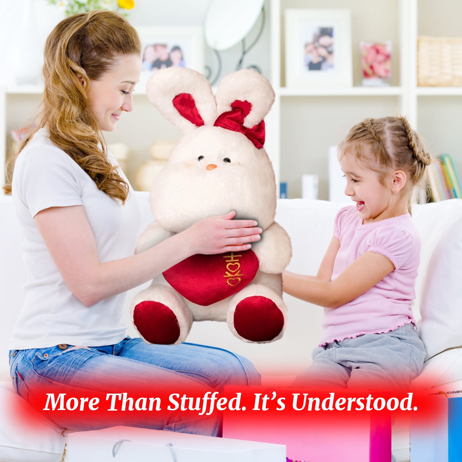 Pair of Wedding Rabbit Plush Toys, 15.7in Stuffed Animal Bunny Couple, Soft Decorative Plushie for Anniversary, Romantic Home Decor Collectible, 2-Piece Set.