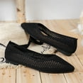 thumbnail image 6 of XIMIN Women's Knit Pointed Toe Low Chunky Heel Pumps Mesh Hollow Shallow Mouth Slip On Low Heel Ballet Shoes Breathable Casual Office Wedding Formal Dress Shoes (9.5, Black), 6 of 7