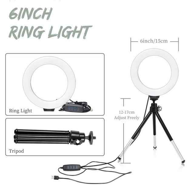 6 pulgadas LED Ring Fill Light estudio foto Video USB luz pequeña ajustable selfie portátil