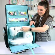 Everything Mary Rolling Sewing Machine Tote, Black & White Triangle, Large with Wheels