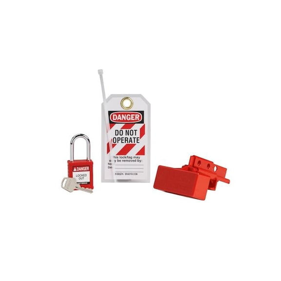 Brady Lockout Kit,2 Lockouts,1 Tag,Red 153676