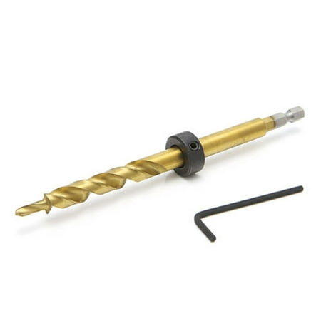 

TANGNADE Hex Pocket Hole 3 8 Step Drill Bit+Stop Collar Set Guide
