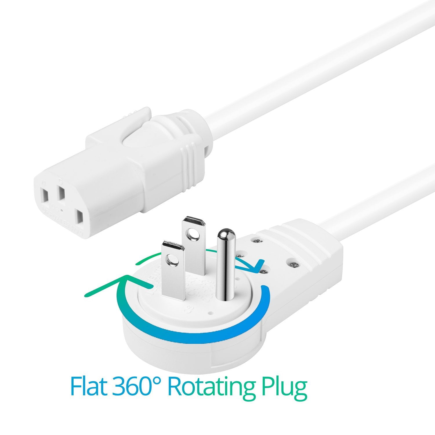 Maximm 6 Feet 360° Rotating Flat Plug Universal Computer Monitor Power