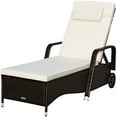 thumbnail image 2 of Costway Chaise Longue d'Extérieur Inclinable et Réglable en Rotin Osier pour Patio avec Coussin et Roues, 2 of 9