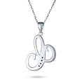 thumbnail image 2 of Collier Pendentif Initiale CZ Lettre Alphabet Script Cursif Pavé de Zircon Cubique ABC pour Femmes en Argent Sterling, 2 of 6