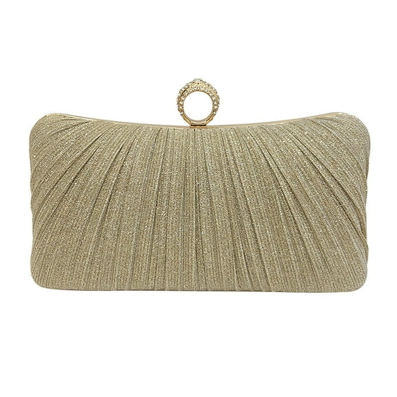 Elegant Champagne Gold Cosmetic Bag with Detachable Shoulder Chain Strap for a Fashionable Crossbody Purse Carry