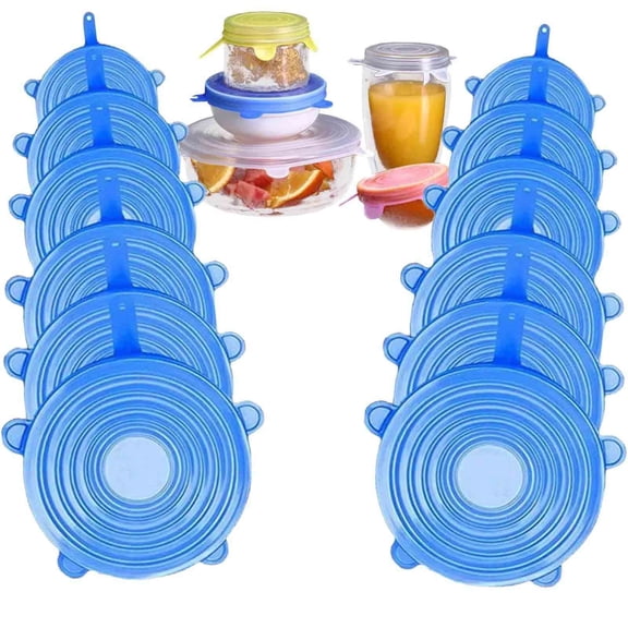 Blue Blue Silicone Stretch Lids Set Of 6 Airtight Food Cover
