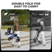 MaxKare Rollator Walker with 8” All Terrain Wheels, 8 Level Adjustable Handle, Foldable Walkers for Seniors with Seat & Backrest, 300lbs, Blue