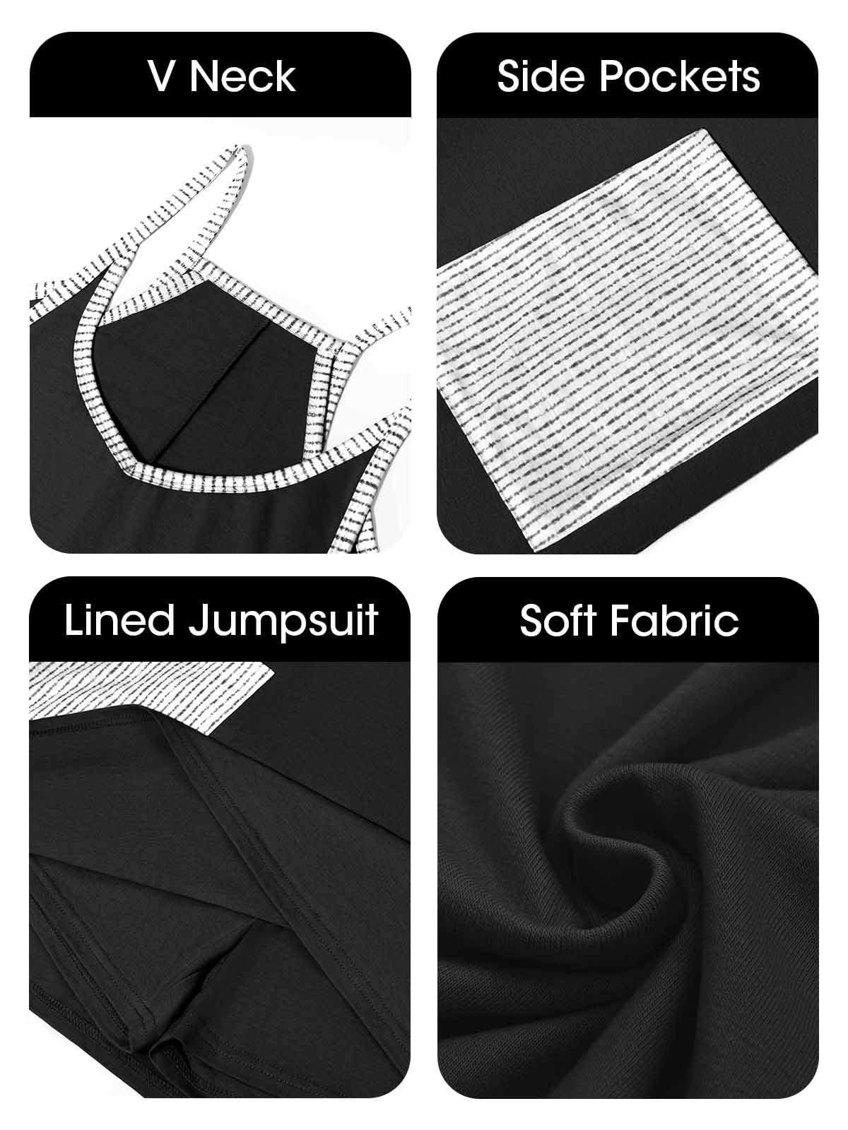 Summer V-neck Women Plain Knit Dress Sleeveless Spaghetti Strap Casual Loose Athletic Dress with Shorts Pocket