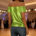 thumbnail image 7 of GUACER Womens Off Shoulder Blouses Fashion Sequin Ribbed Solid Loose Casual Short Sleeve Tops, 7 of 7