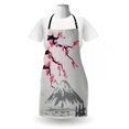thumbnail image 3 of Japanese Apron, Greyscale Grunge Background with Fujiyama Mountain and Cherry Blossoms, Unisex Kitchen Bib with Adjustable Neck for Cooking Gardening, Adult Size, Grey Black and Pink, by Ambesonne, 3 of 4