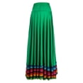 thumbnail image 2 of iiniim Womens Long Full Circle Folklorico Dance Skirts Spanish Bull Folkloric Mexican Flamenco Performance Green 87cm XL, 2 of 7
