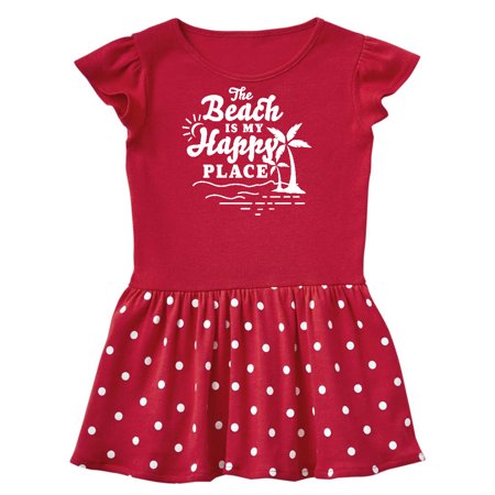 

Inktastic The Beach is My Happy Place with Palm Trees Gift Toddler Girl Dress