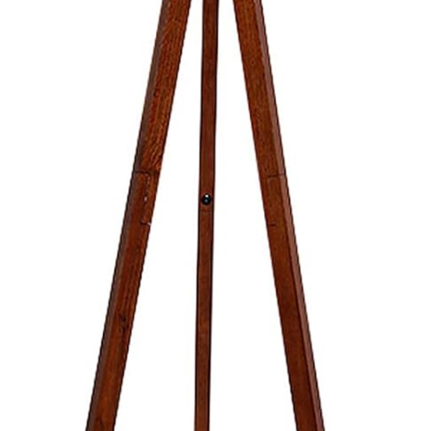 Wood Tripod Floor Lamp, Modern Studying Light for Living Room, Bedroom, Study Room and Office, Flaxen Linen Shade with E26 Base Brown