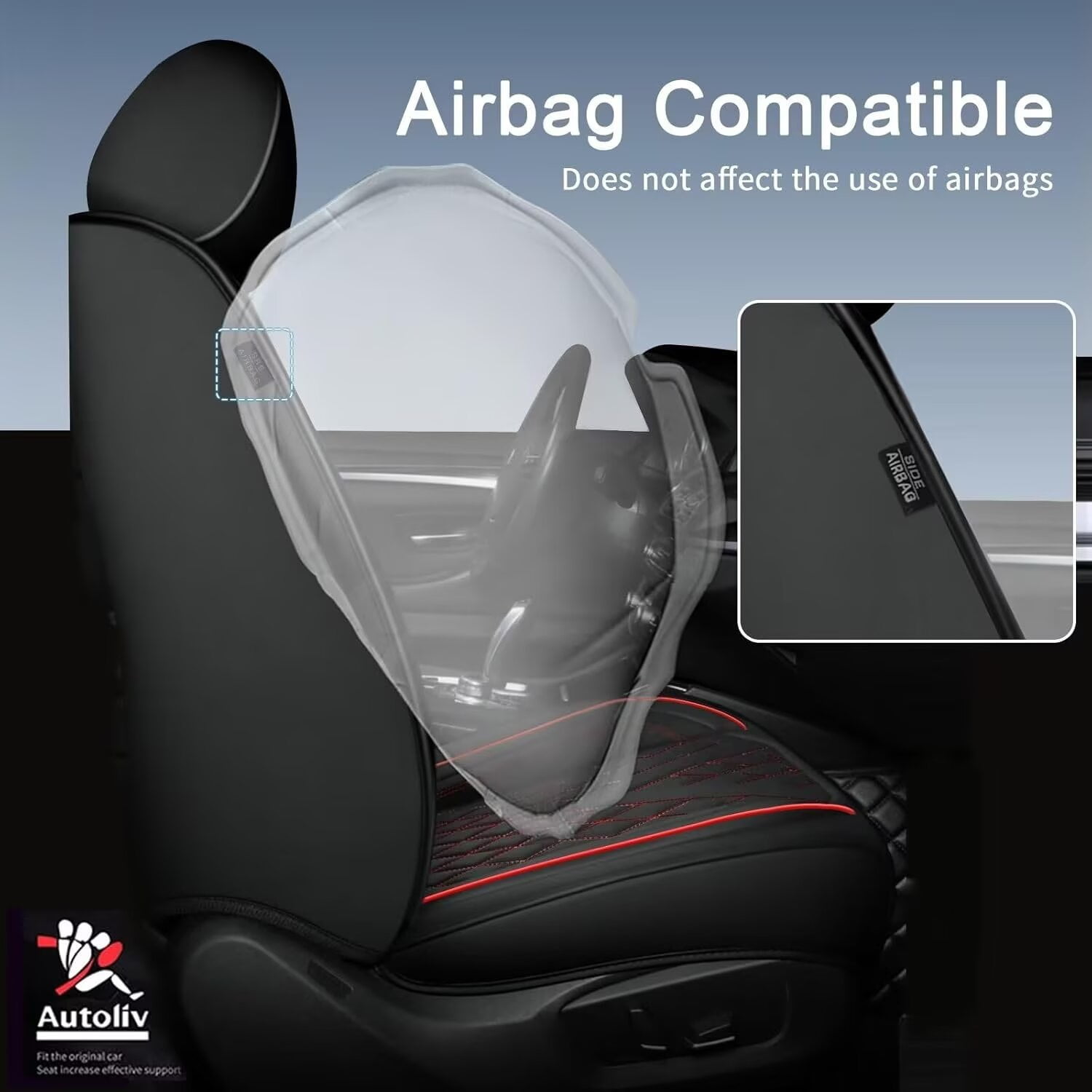 DIKSOAKR Full Set Seat Covers Fit for Subaru Impreza 2012-2024 2025 Faux Leather Car Seat Covers Waterproof Anti-Slip Automotive Seat Cushion(Red Line)-2 Rows 5 Seats