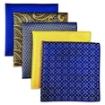 thumbnail image 3 of 5 Pieces Assorted Mens Pocket Square Silk Handkerchief Set Colorful Large Accessories Gift Party, 3 of 6