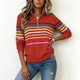 thumbnail image 5 of Winter Sweatshirt For Women Casual Half-zip Fashion Tops Striped Loose Stand-up Collar Long-sleeved Oversized Pullover Sweatshirts Casual Fall Clothes, 5 of 7
