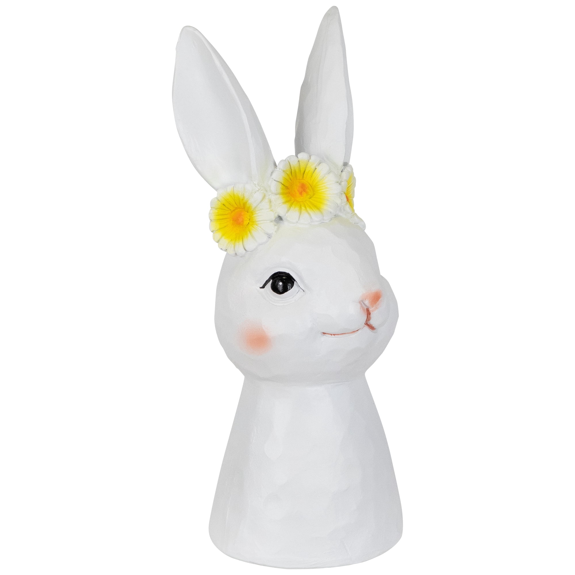 Northlight Easter Bunny Bust with Daisy Flower Crown - 9" - White