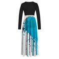 thumbnail image 4 of Dress for Women Casual,3/4 Sleeve Dress,Womens Fashion Printed Long Sleeve Round-Neck Pullover Patchwork Dress, 4 of 5