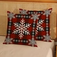 thumbnail image 4 of Christmas Pillow Covers 20x20 Inch 2 Pcs Vintage Buffalo Plaid Checked Snowflake Decor Throw Pillows Winter Xmas Holiday Farmhouse Decoration Pillowcase Linen Cushion Cover for Couch Sofa Bed, 4 of 6