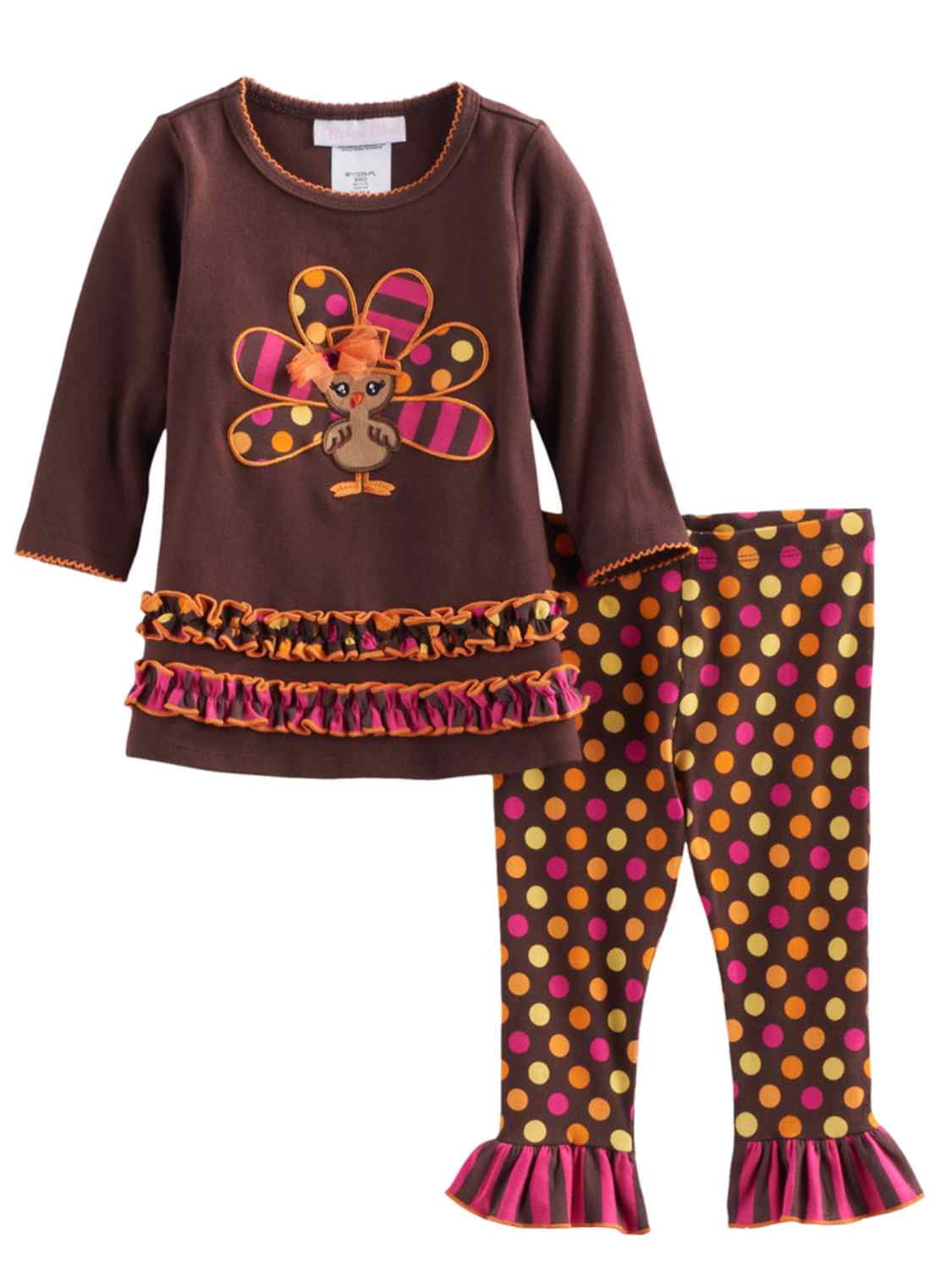 Remiel Store Thanksgiving Toddler Baby Girl Turkey Dress Tops+Pants+Headband 3pcs Outfit Set