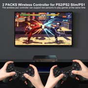 PS2 Controller,2 Packs Wireless Controller Compatible with PS2/PS2 Slim/PS1,PS2 Replacement Wireless Controller with Double Vibration ,Black
