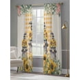 thumbnail image 5 of Sunflower Gnomes Sheer Curtains 84 Inches Long 2 Panels Set, Window Sheer Curtains for Living Room/Bedroom, Spring Eucalyptus Floral Orange Plaid Light Filtering Rod Pocket Curtain 52''x84''x2, 5 of 8