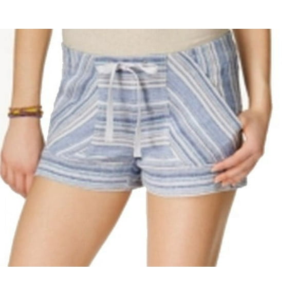 Rewind NEW Blue Size Medium M Junior Strioed Textured Drawstring Shorts