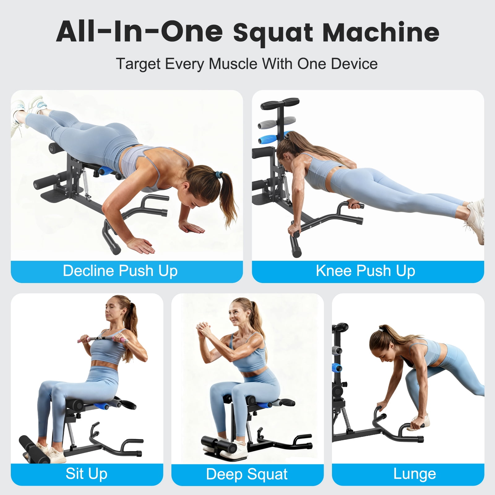 CATGOOD Deep Squat Machine for Women, Adjustable Glutes Trainer Machine, Core & Leg Exercise, Push Up Workout Equipment at Home Gym