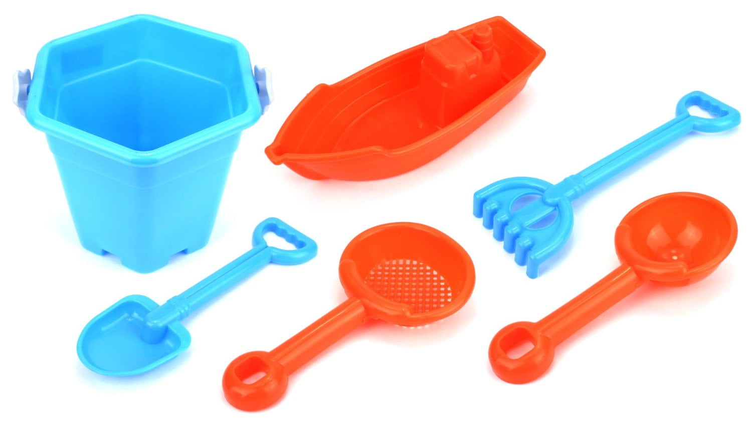 Star Beach Children's Kid's Toy Beach Sandbox Boat Playset w/ Bucket, Toy Boat, Hand Tools (Blue