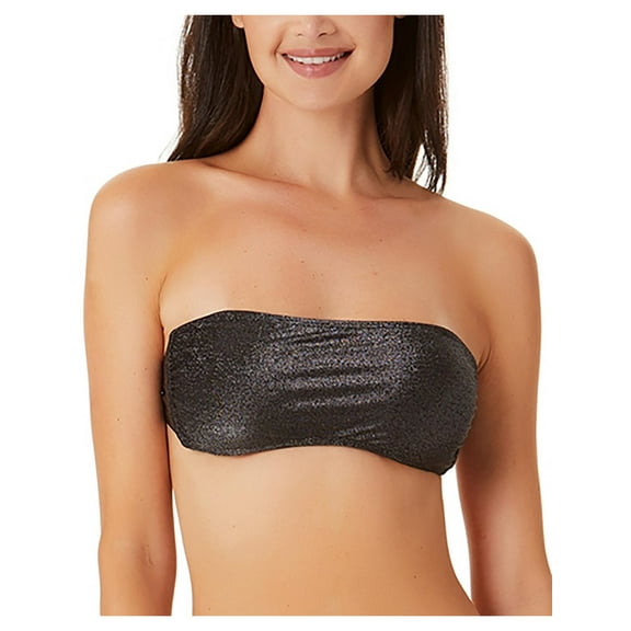 California Waves Womens Metallic Bandeau Bikini Swim Top