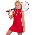 thumbnail image 2 of YUEHUA Girls Tennis Golf Dress Sleeveless Athletic Half Zipper Outfits Built-in Bra Pickleball Sleeveless Athletic Dress Workout Aged 4-14Year, 2 of 5