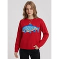 thumbnail image 5 of Women'S Fish Graphic Crew Neck Loose Long Sleeve Pullover Knit Sweater Red S, 5 of 9