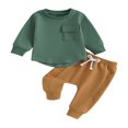 thumbnail image 1 of OUSITAID Toddler Boys 2PCS Pants Sets Solid Color Long Sleeve Sweatshirt and Drawstring Pants Sets 6-12 Months, 1 of 8
