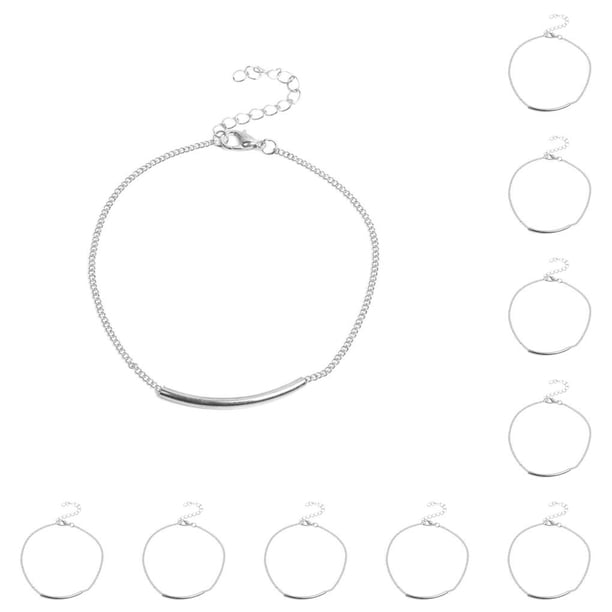 Qarigey Tobillera de mujer, adorno de tobillo de estilo Simple, tobilleras para chicas jóvenes, cadenas de pie elegantes, cadena de tobillos para Plata 10piezas Qarigey CBP200226