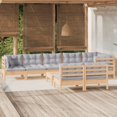 thumbnail image 1 of vidaXL 9 Piece Garden Lounge Set with Grey Cushions Solid Pinewood, 1 of 4